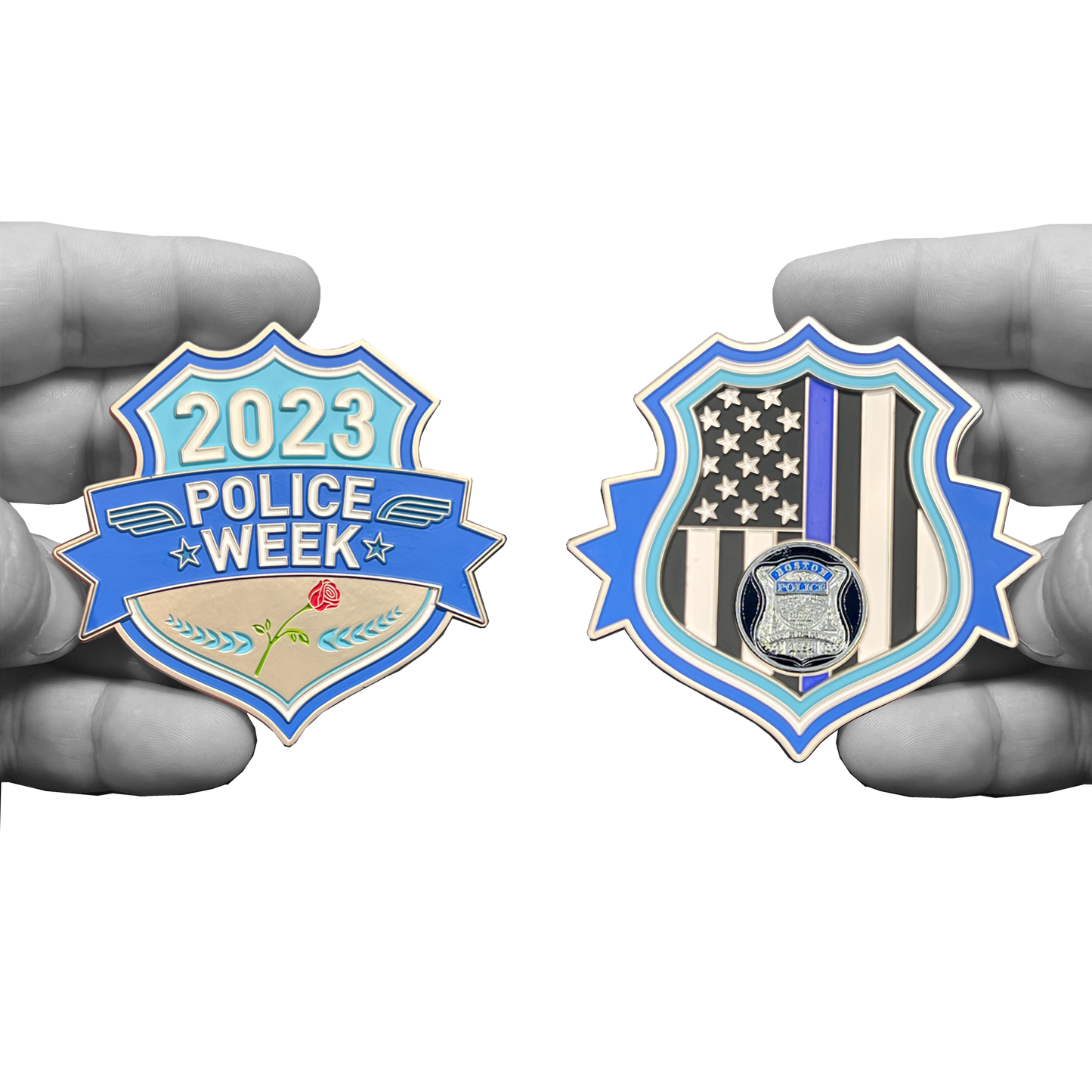 Boston Police BPD Officer Police Week 2023 Commemorative Thin Blue Line Memorial Challenge Coin