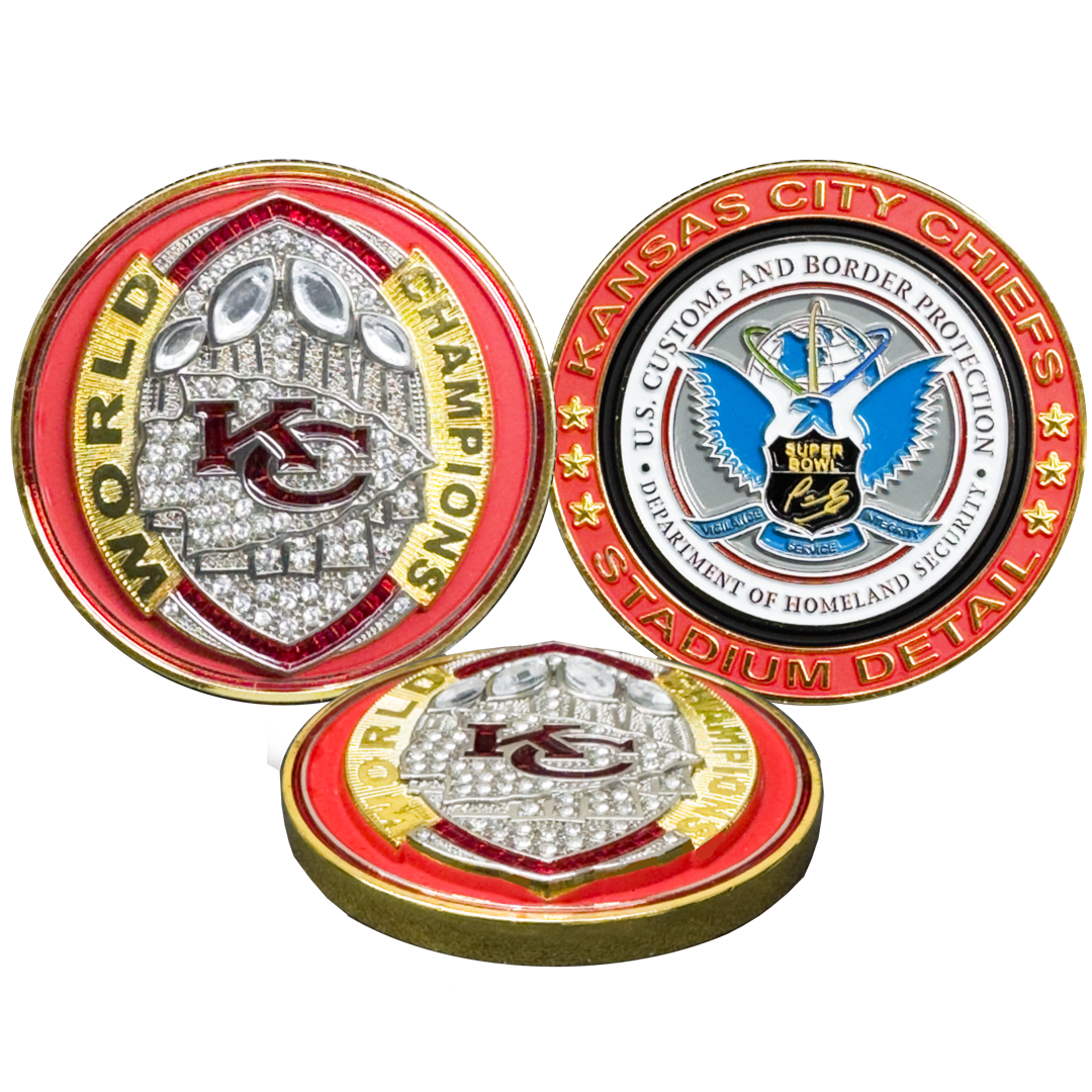 EL15-010 CBP Field Operations Challenge Coin Border Patrol AMO Kansas City Missouri Stadium Detail LVIII Championship KC 2023