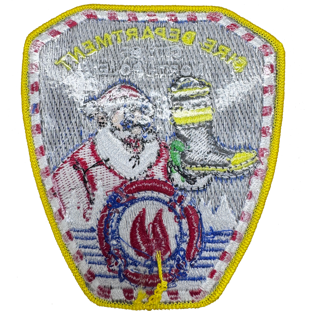 BL4-013 Santa Claus Fire Fighter City of North Pole Fire Department style iron-on patch Fireman CHRISTMAS
