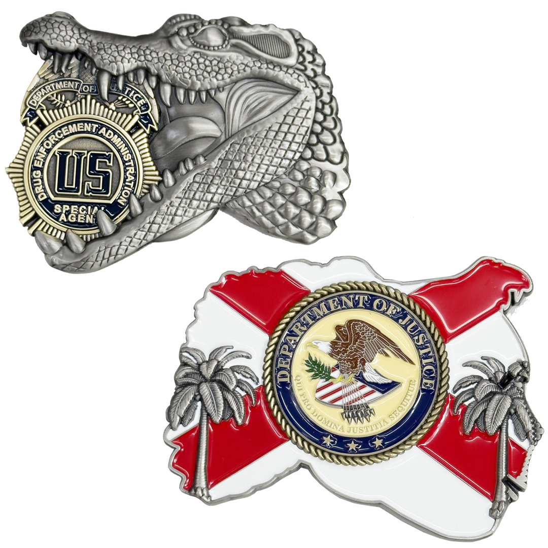 EL19-7 DEA Special Agent DOJ Challenge Coin Alligator Gator Drug Enforcement Agency
