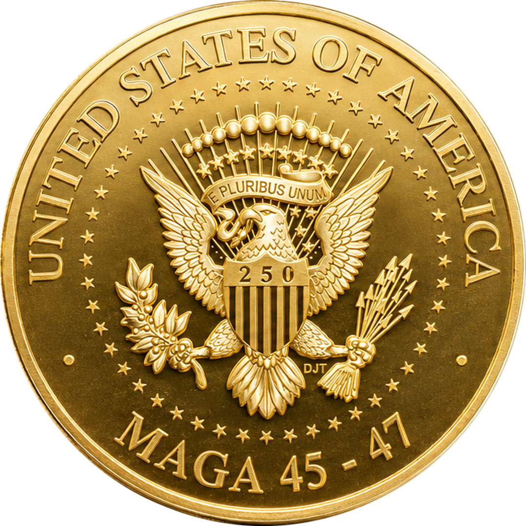 EL15-23 President Donald Trump Liberty Coin 1776 - 2026 250th Anniversary Mirror Finish Challenge Coin