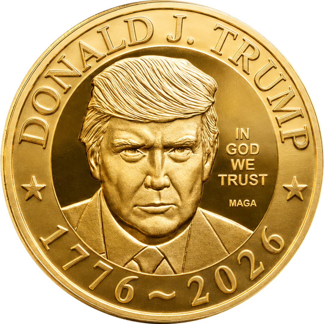 EL15-23 President Donald Trump Liberty Coin 1776 - 2026 250th Anniversary Mirror Finish Challenge Coin