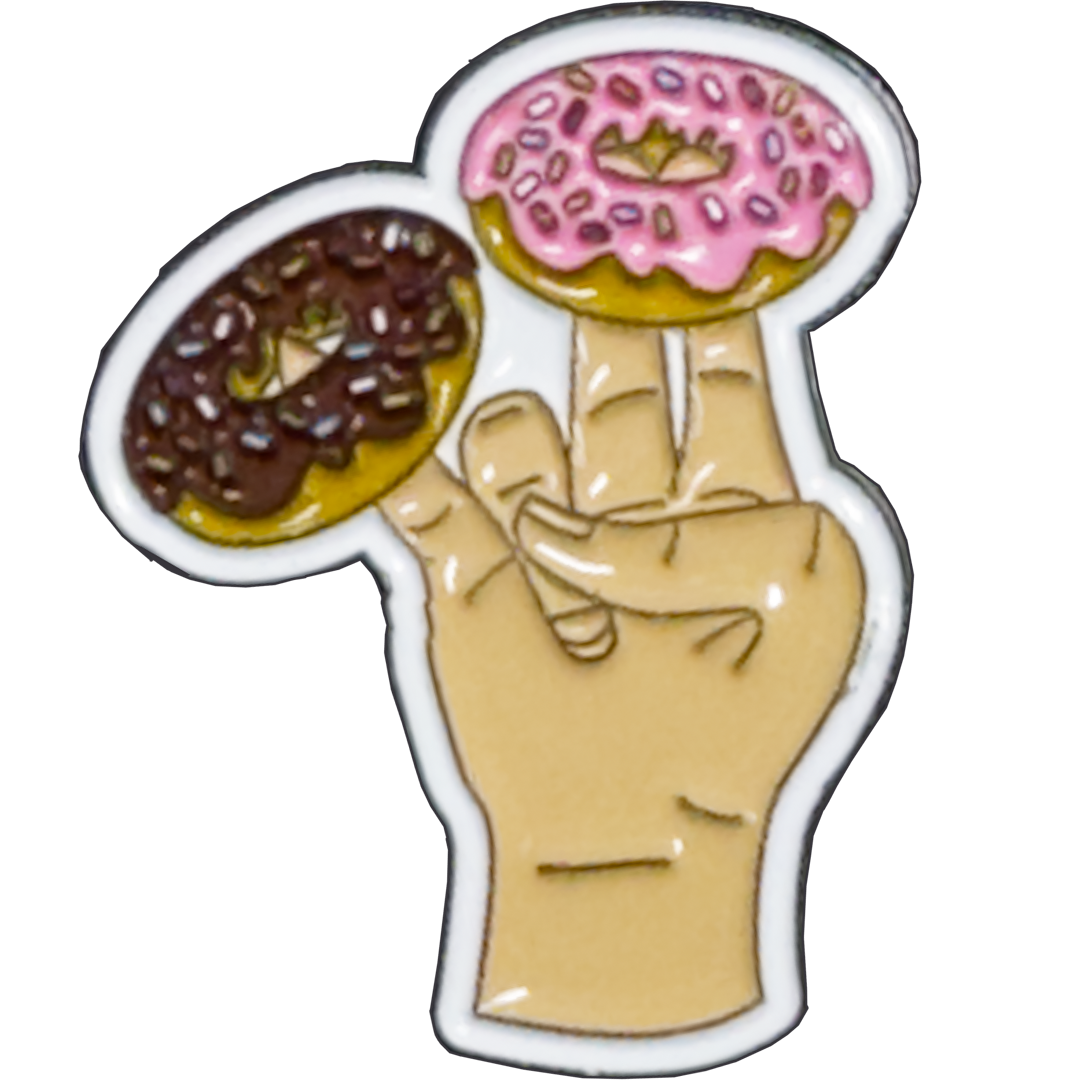 EL15-024 2 in the pink 1 in the stink donut shocker lapel pin Stinky Pinky