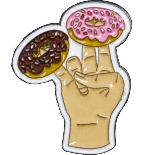 EL15-024 2 in the pink 1 in the stink donut shocker lapel pin Stinky Pinky
