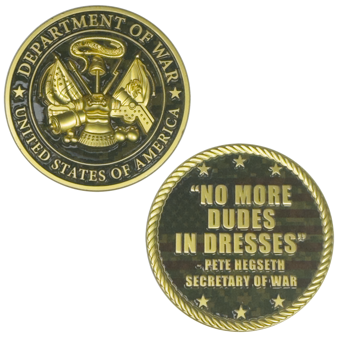 EL17-15 Secretary of War Pete Hegseth large Challenge Coin honoring Midnight Hammer Department of War