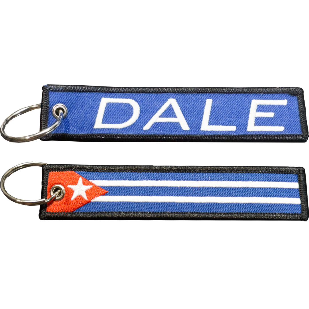 EL13-024 Dale Cuban Flag Cuba Pride embroidered keychain with keyring