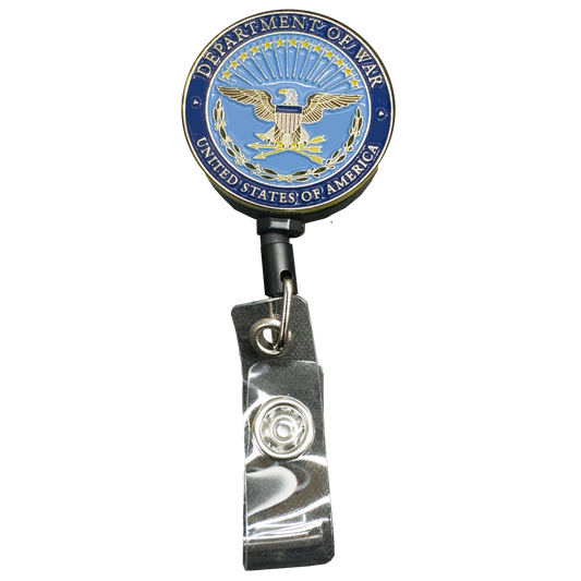 BL11-16 Department of War new 2025 seal Secretary Metal ID Reel retractable Card Holder Pete Hegseth DOD