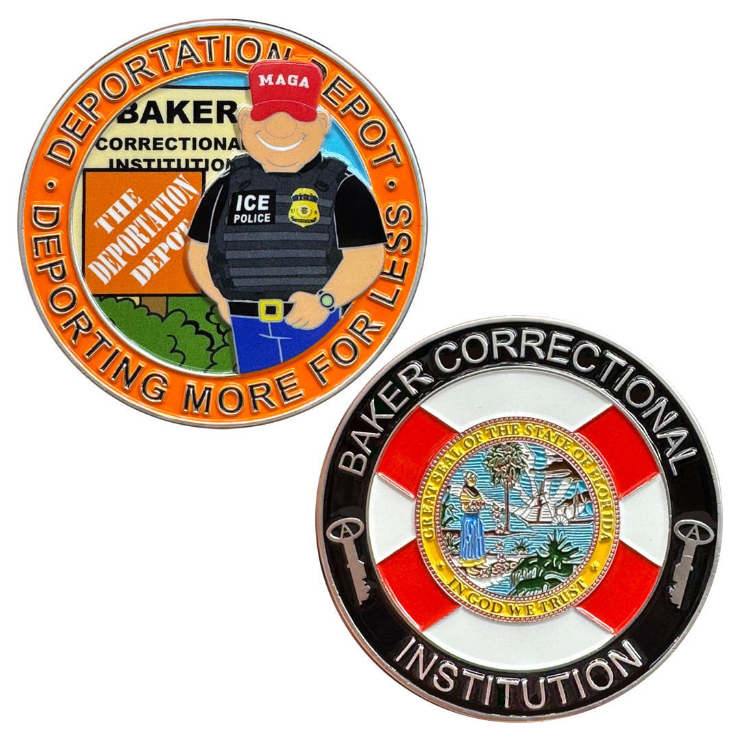 EL7-8 Deportation Depot new Alligator Alcatraz ICE Agent Challenge Coin Baker Correction Institution