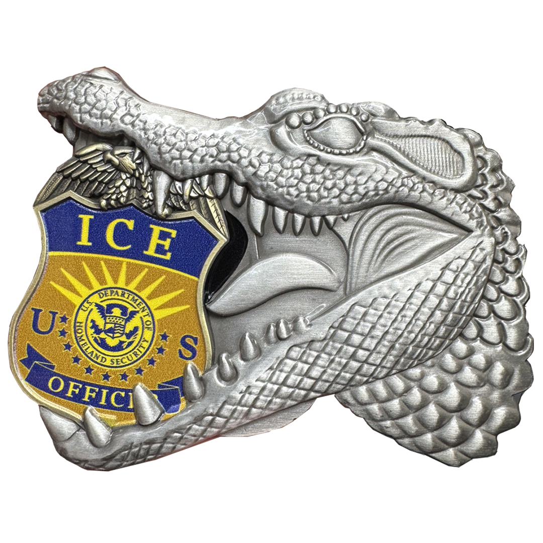 BL17-22 ICE Agent Alligator Alcatraz Deportation Depot Challenge Coin Baker Corrections