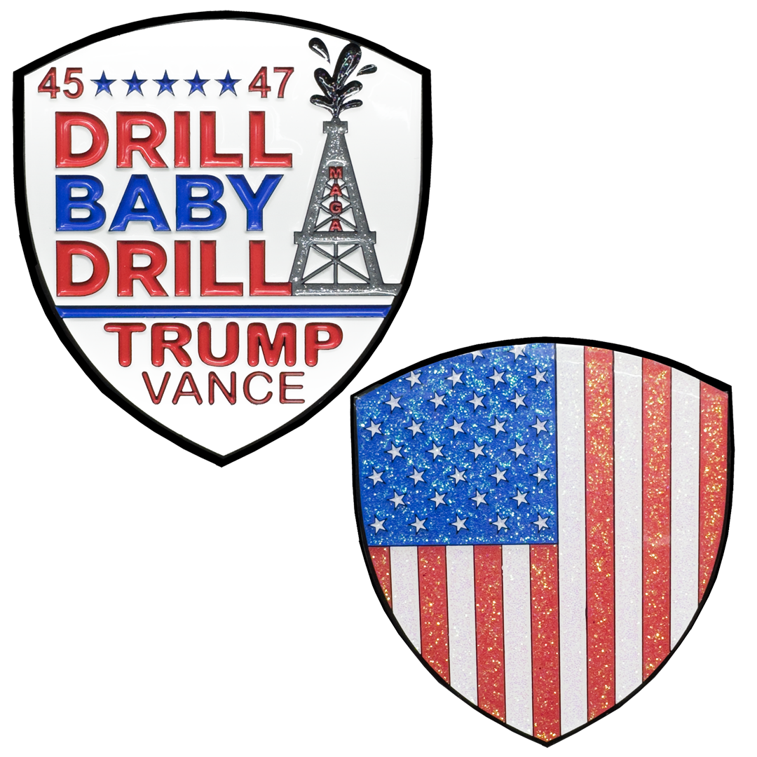 DL6-12 President Trump Vance 47 Challenge Coin MAGA Drill Baby Drill