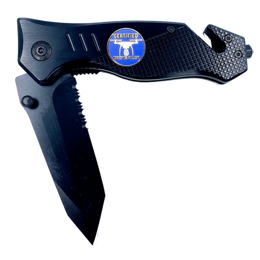 UAS FAA Commercial Drone Pilot Knife 3-in-1 Military Tactical Rescue knife tool with Seatbelt Cutter Steel Serrated Blade Glass Breaker