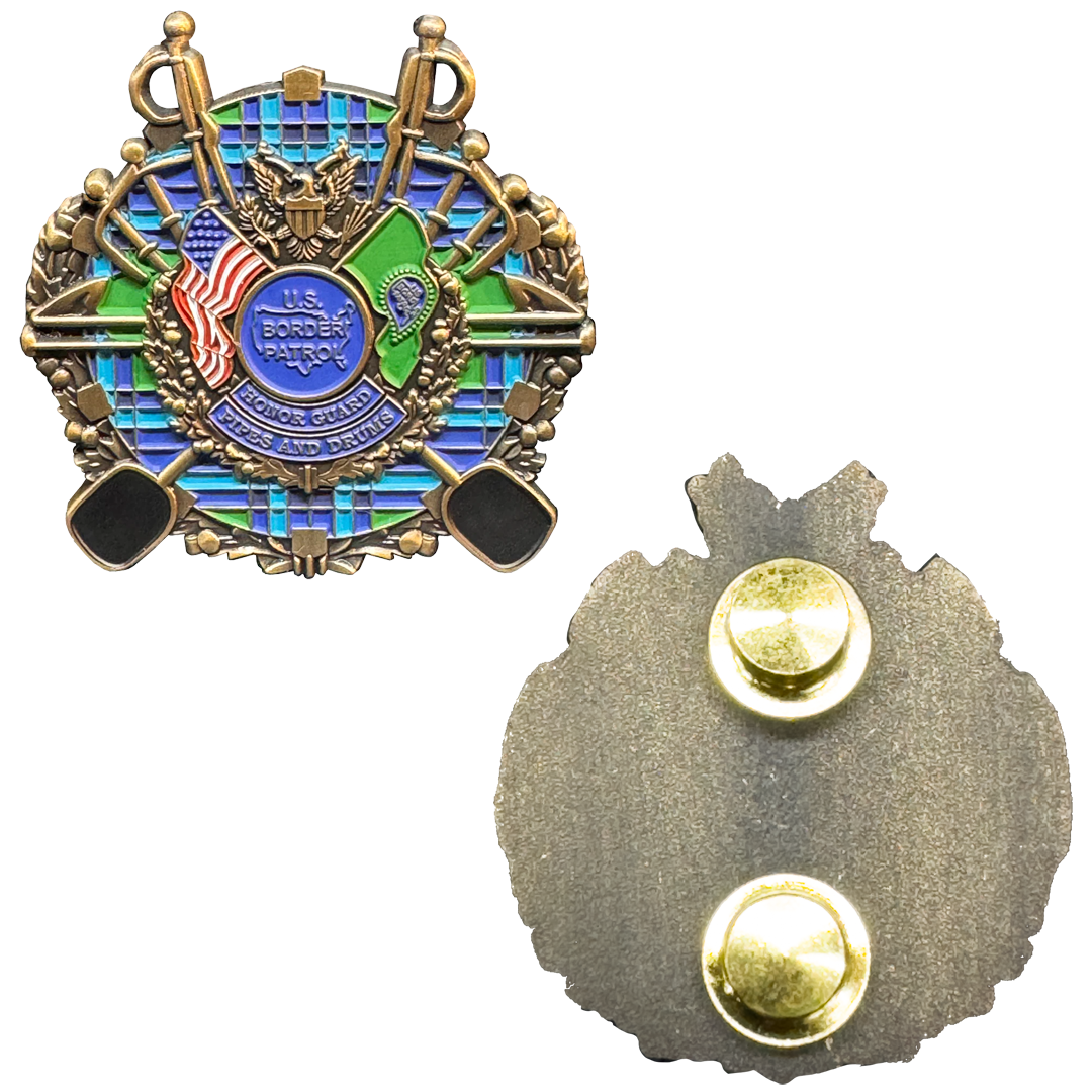 GG-003 Border Patrol Agent Pipes and Drums lapel Pin CBP BPA Honor First