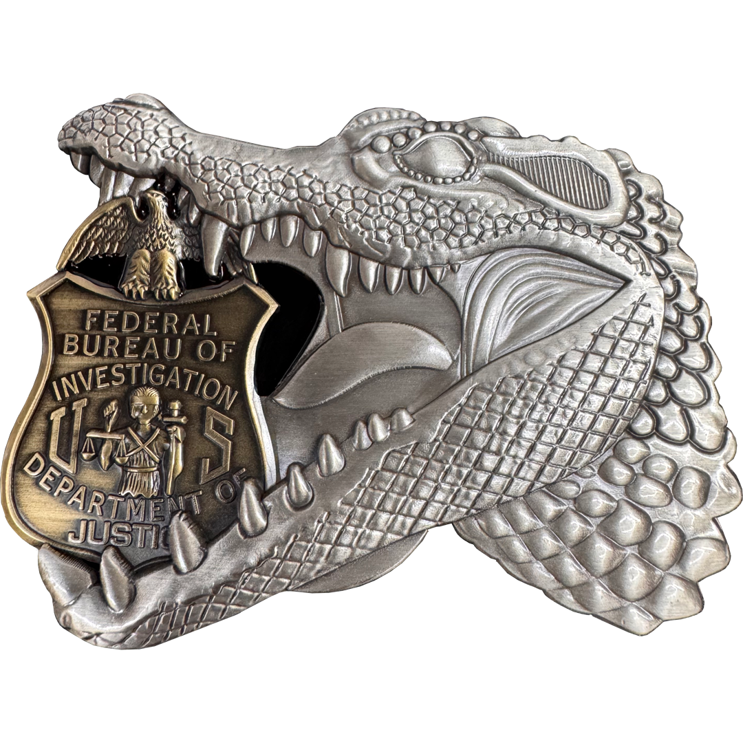 K-002 FBI Special Agent Intel Analyst Alligator Challenge Coin Florida Gator Alligator Alcatraz style