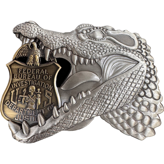 K-002 FBI Special Agent Intel Analyst Alligator Challenge Coin Florida Gator Alligator Alcatraz style