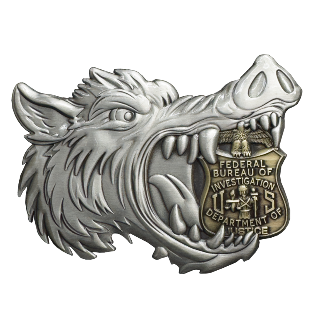 BL9-18 FBI Special Agent Intel Analyst Hog Wild Boar Challenge Coin Alligator Alcatraz style