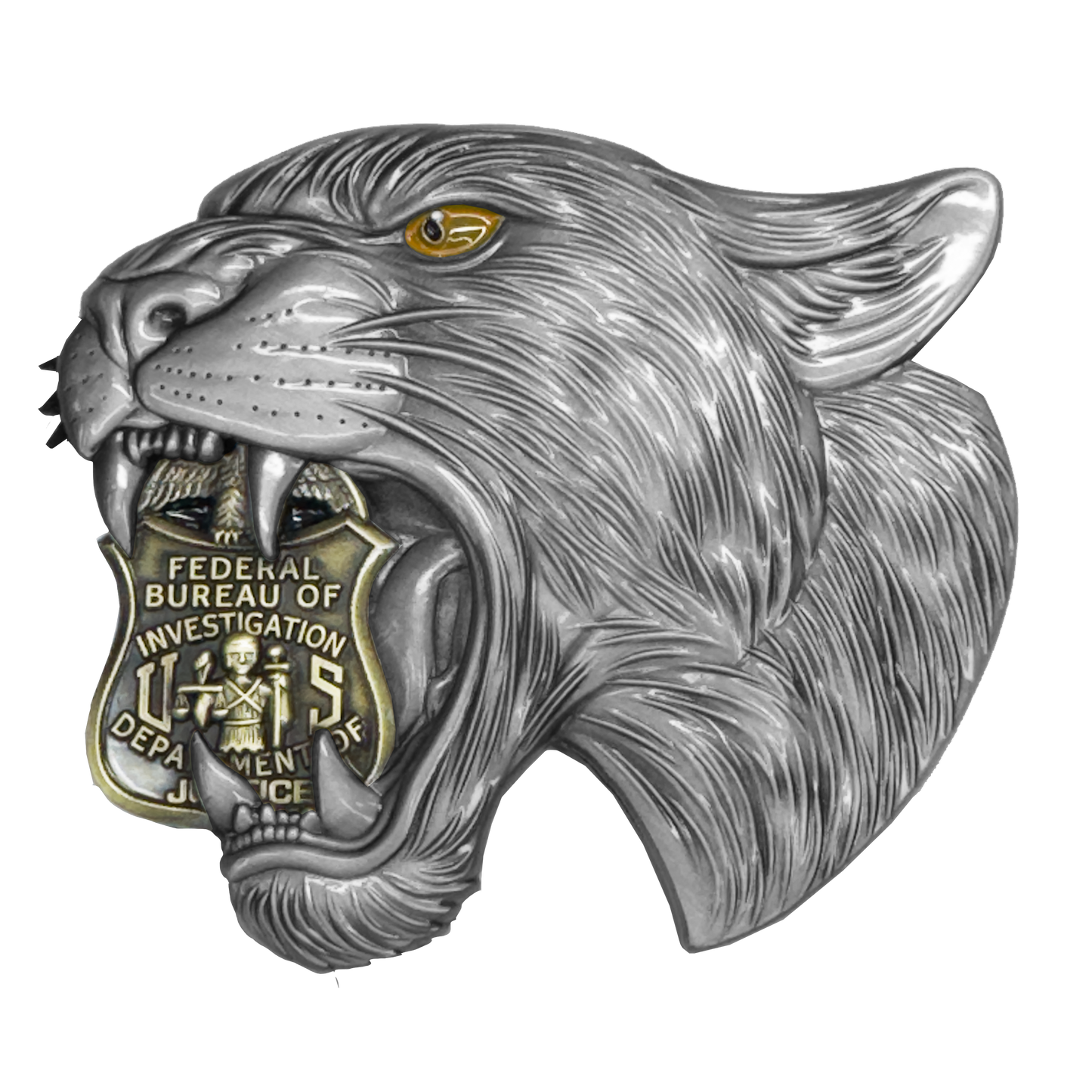 EL19-3 FBI Special Agent Intel Analyst Panther Challenge Coin Florida Gator Alligator Alcatraz style