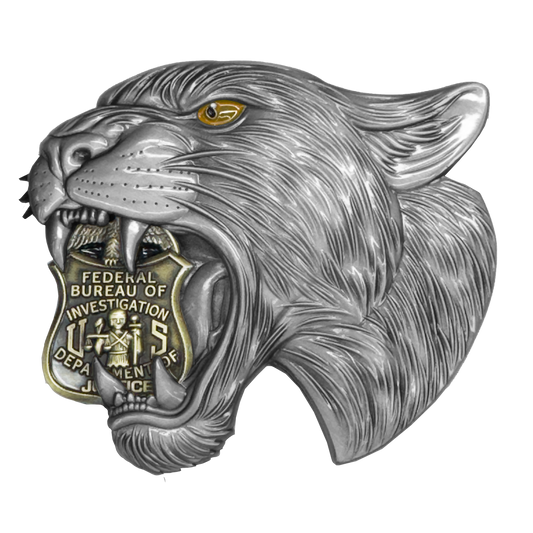 EL19-3 FBI Special Agent Intel Analyst Panther Challenge Coin Florida Gator Alligator Alcatraz style