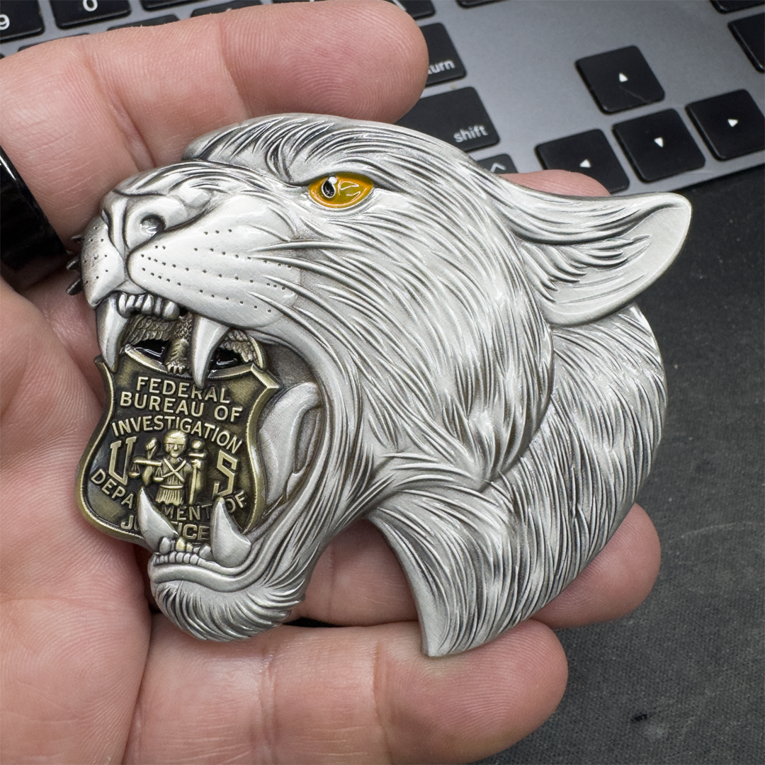 EL19-3 FBI Special Agent Intel Analyst Panther Challenge Coin Florida Gator Alligator Alcatraz style