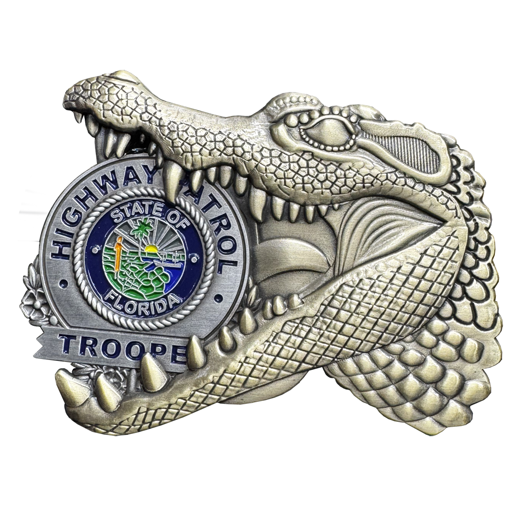 BL14-7 Florida Highway Patrol FHP State Trooper Challenge Coin Alligator Alcatraz Gator