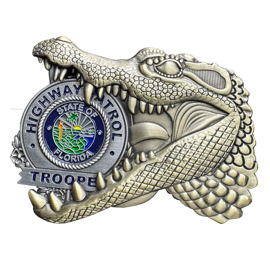 BL14-7 Florida Highway Patrol FHP State Trooper Challenge Coin Alligator Alcatraz Gator