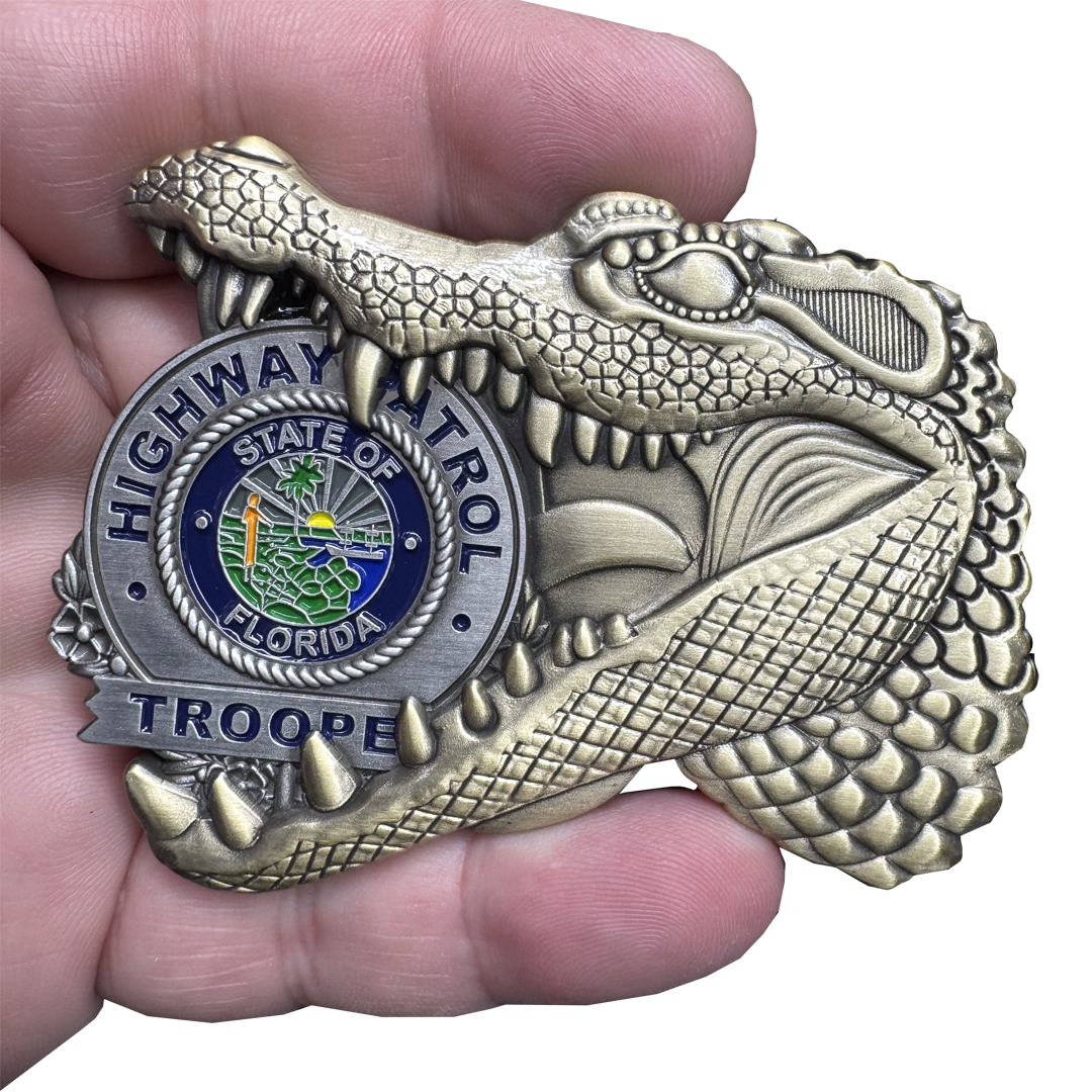 BL14-7 Florida Highway Patrol FHP State Trooper Challenge Coin Alligator Alcatraz Gator