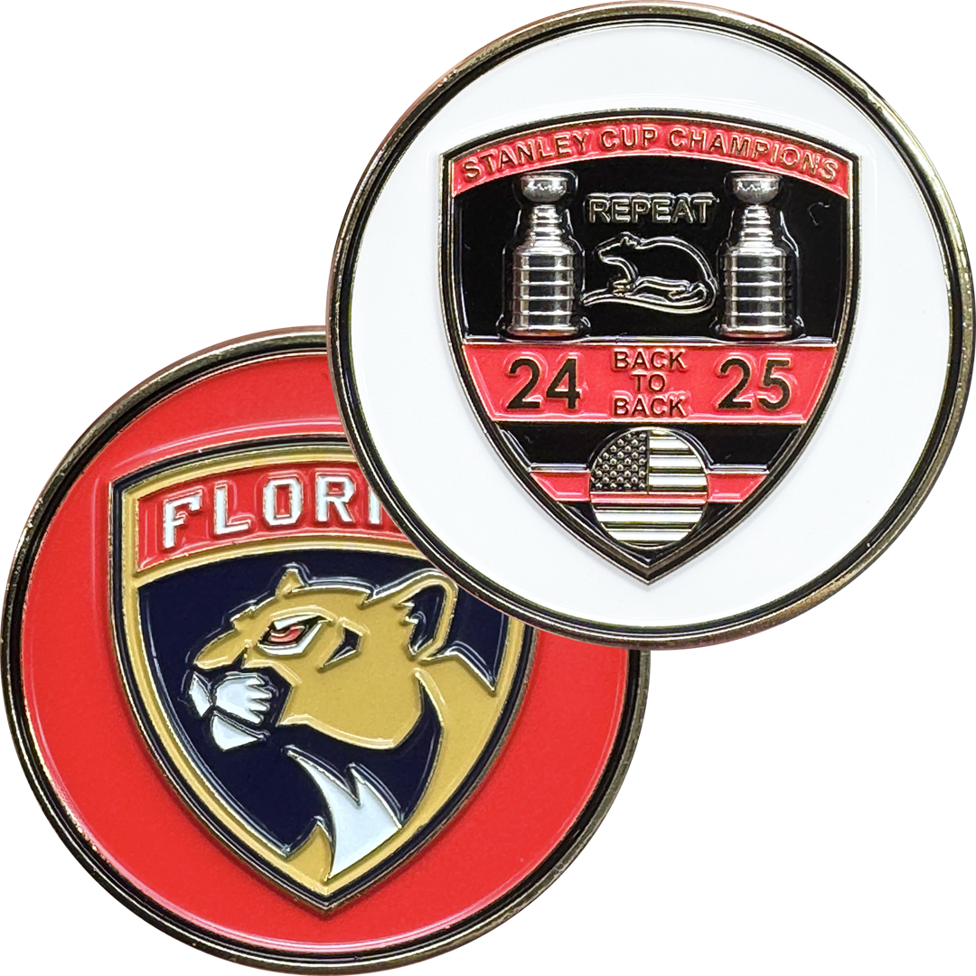BL5-1 Panthers 2025 Stanley Cup Challenge Coin Hockey Sunrise Fire Department Davie Fire Miami-Dade Miami FHP Sunrise Fort Lauderdale Florida Thin Red Line