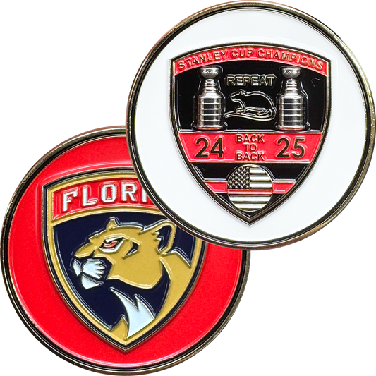 BL5-1 Panthers 2025 Stanley Cup Challenge Coin Hockey Sunrise Fire Department Davie Fire Miami-Dade Miami FHP Sunrise Fort Lauderdale Florida Thin Red Line