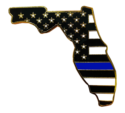 HH-021 Florida Thin Blue Line Police Pin with 2 pin posts and deluxe clasps