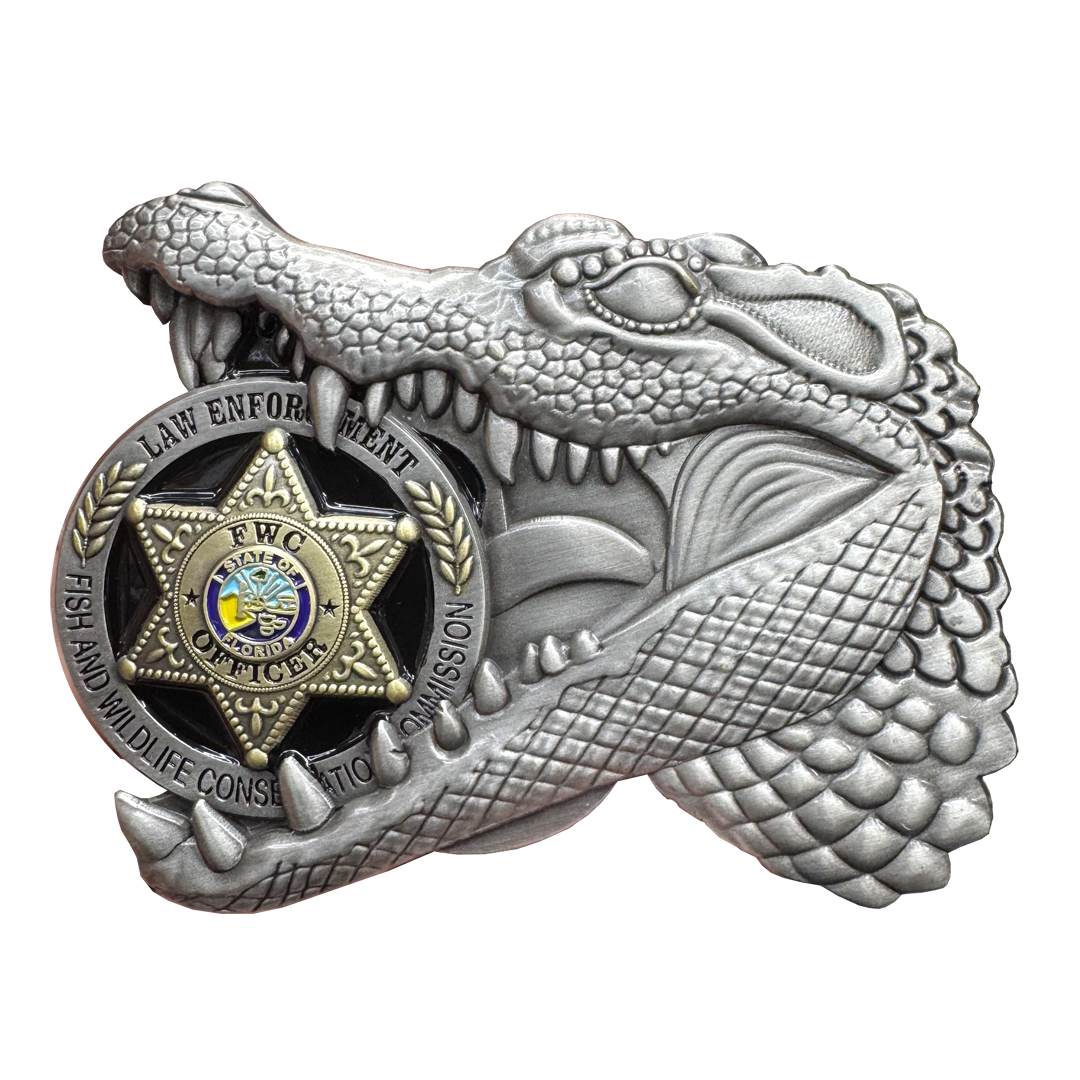 BL15-3 Florida FWC Fish and Wildlife Conservation Commission Alligator Alcatraz Challenge Coin Gator