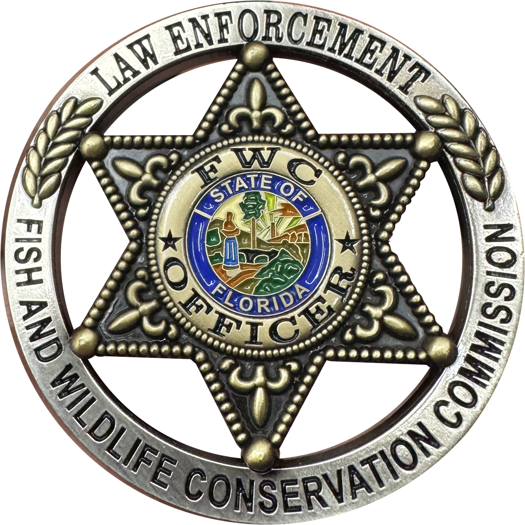 BL11-4 Florida FWC Challenge Coin Fish and Wildlife Conservation Commission Officer Agent Manatee No Wake FWL