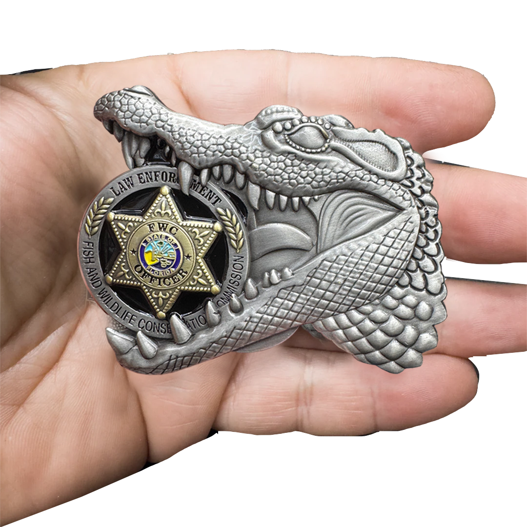 BL15-3 Florida FWC Fish and Wildlife Conservation Commission Alligator Alcatraz Challenge Coin Gator