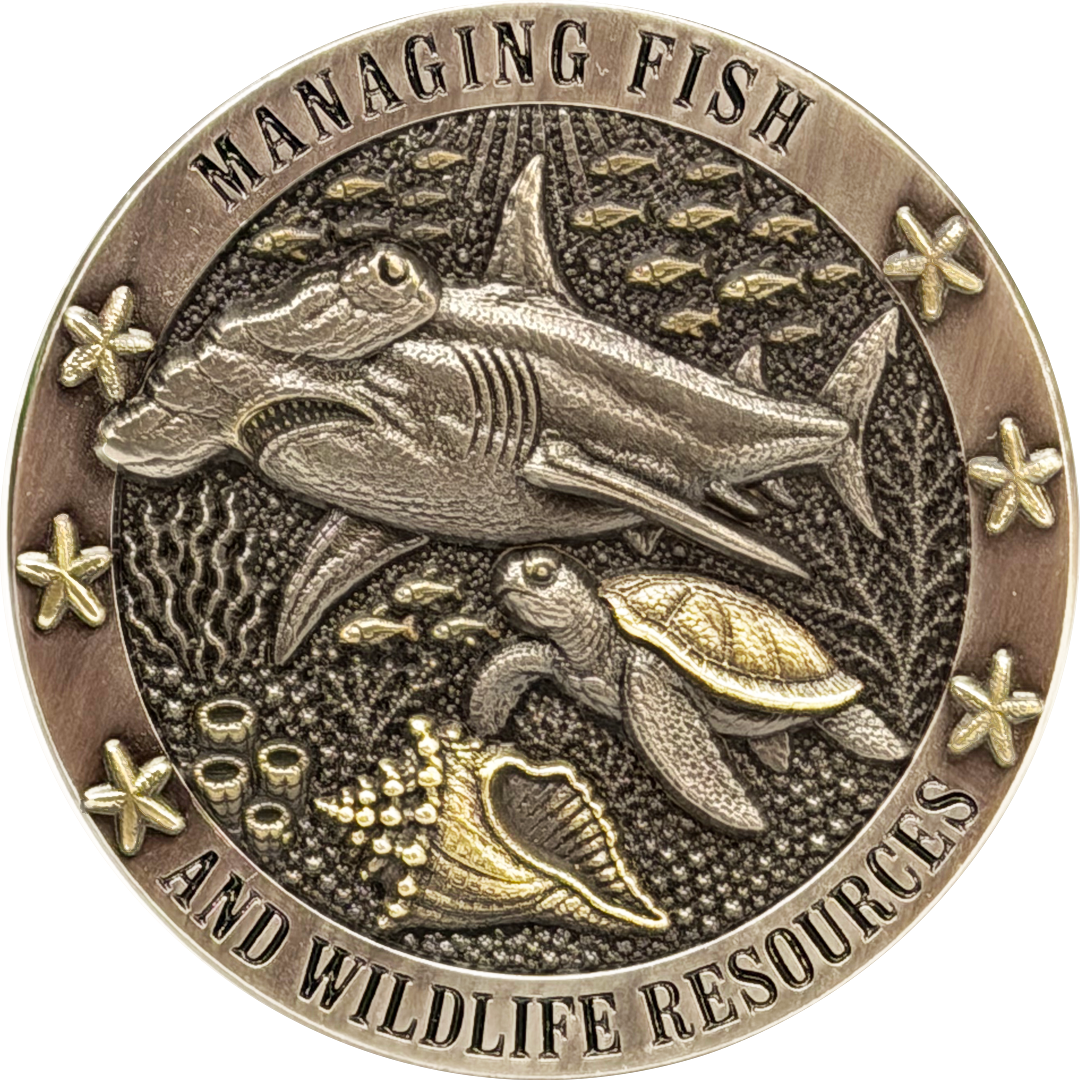 EL16-19 Florida FWC Challenge Coin FWL Fish and Wildlife Conservation Commission Officer Hammerhead Conch Sea Turtle
