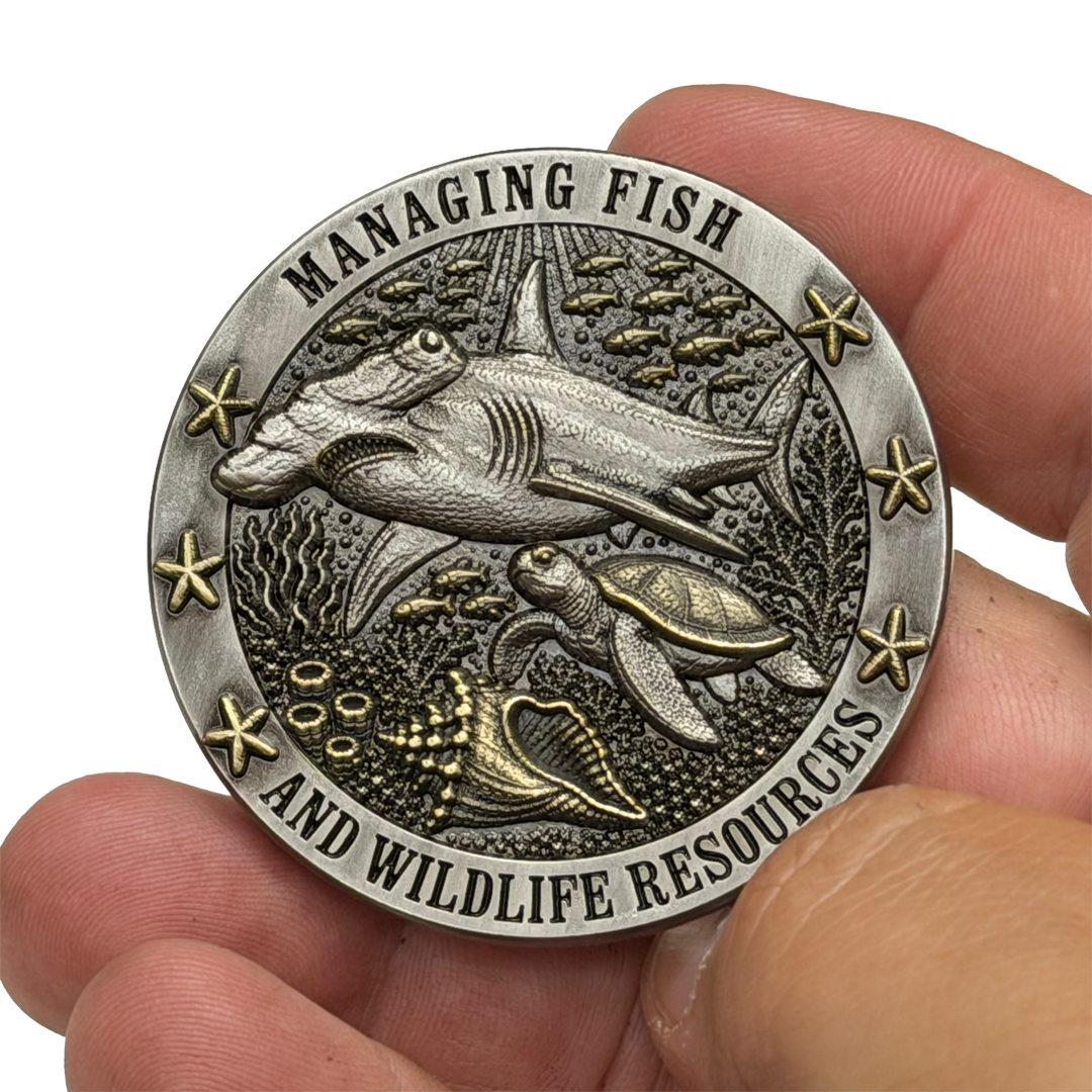 EL16-19 Florida FWC Challenge Coin FWL Fish and Wildlife Conservation Commission Officer Hammerhead Conch Sea Turtle
