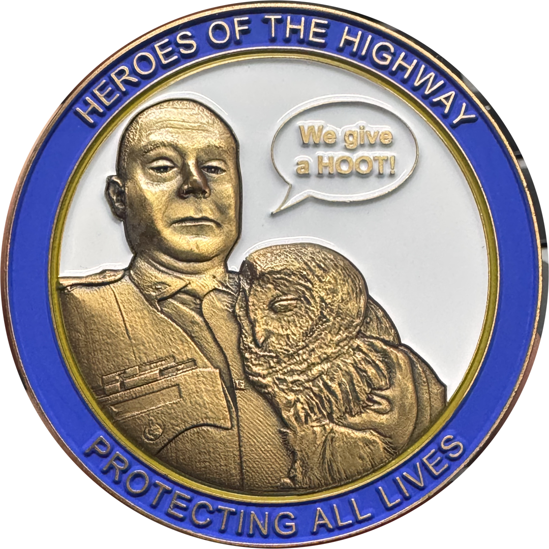 EL2-001 Connecticut State Trooper Bryan Fahey Resist Tyranny Highway Hero Challenge Coin Hoo Spits Owl Hero