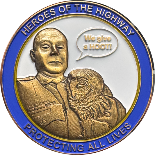 EL2-001 Connecticut State Trooper Bryan Fahey Resist Tyranny Highway Hero Challenge Coin Hoo Spits Owl Hero