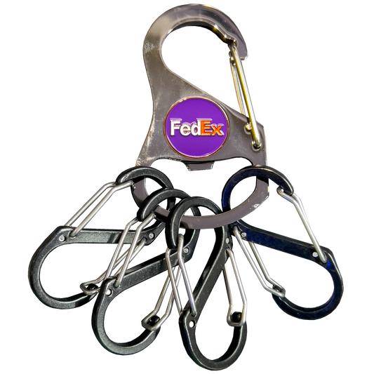 Fedex Truck Driver keys Carabiner Keychain with 4 carabiner clips vest clip and bottle opener function