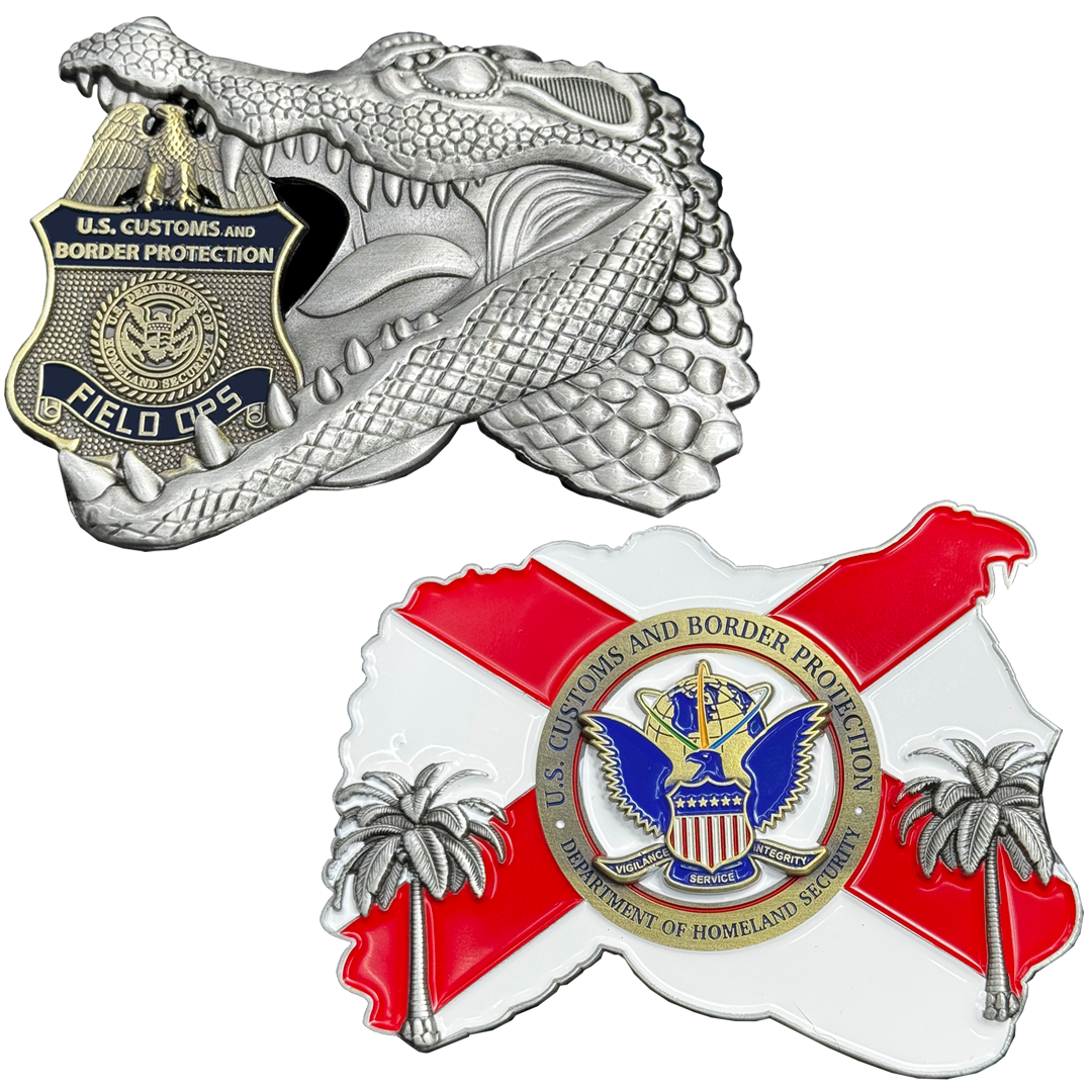 EL5-20 CBP OFO Alligator Alcatraz Field Ops Challenge Coin Florida Gator CBP Officer
