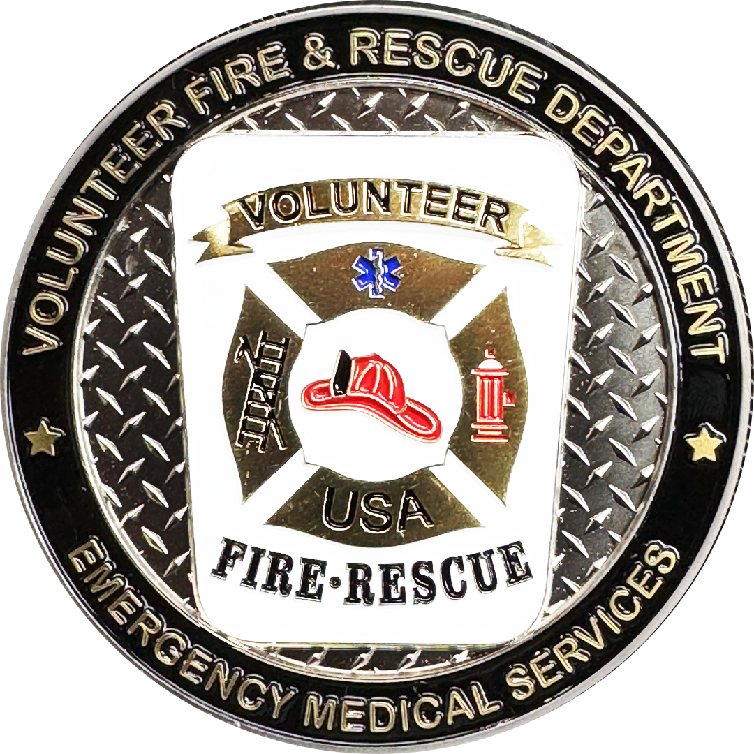BL3-002 Volunteer Fire Fighter AEMT EMT Paramedic Fire Rescue Department Challenge Coin