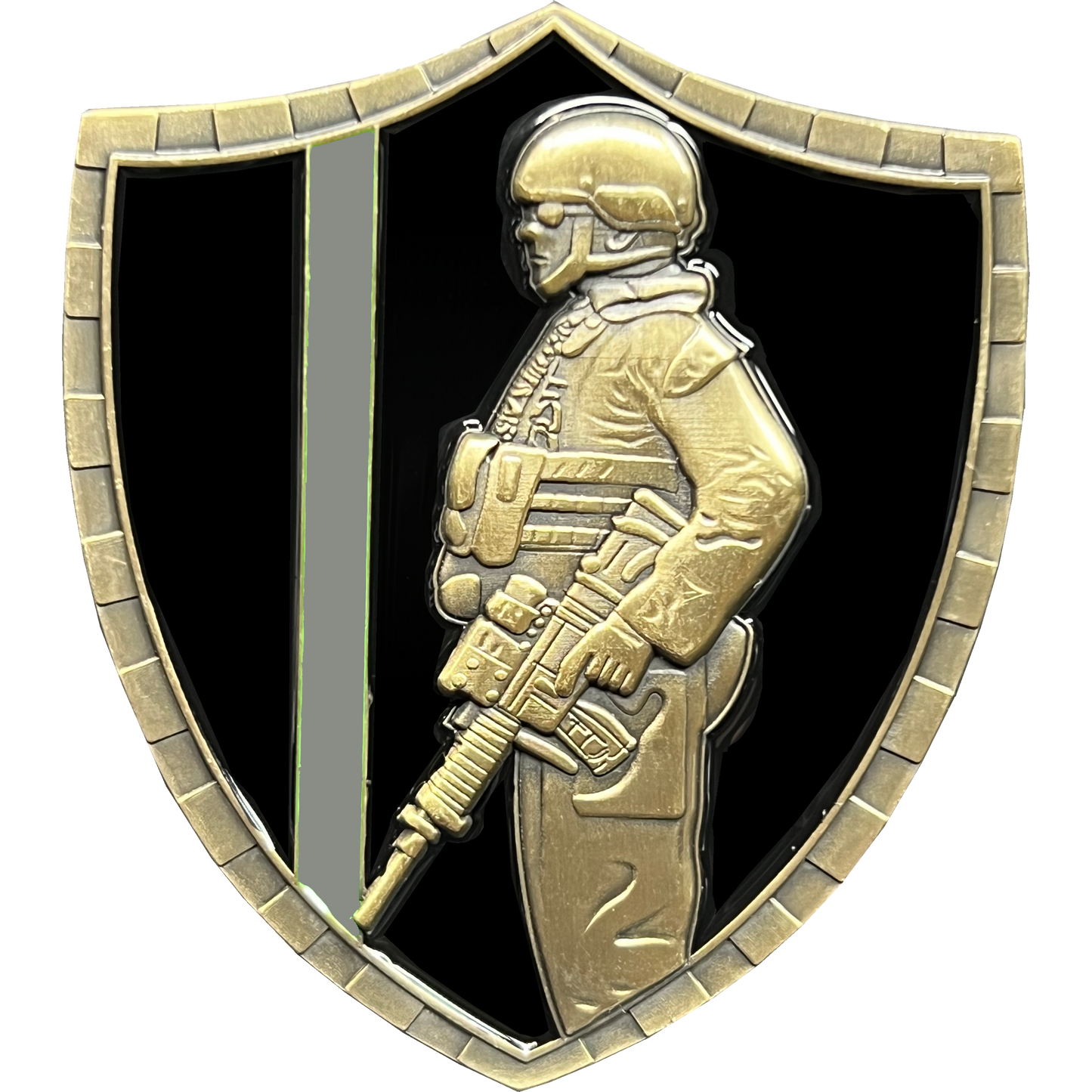 HH-011 Correctional Officer Saint Michael Gladiator Shield Thin Gray Line CO Flag Challenge Coin