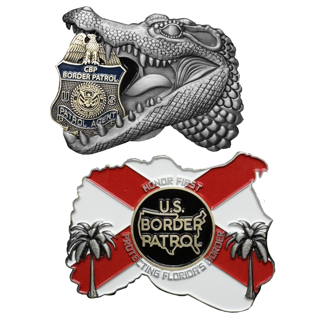EL15-9 Border Patrol Agent Alligator Alcatraz Challenge Coin Florida Gator Sector CBP