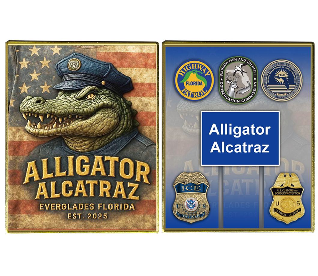 EL8-11 Alligator Alcatraz Challenge Coin FHP FWC FDLE ICE Border Patrol Everglades Florida