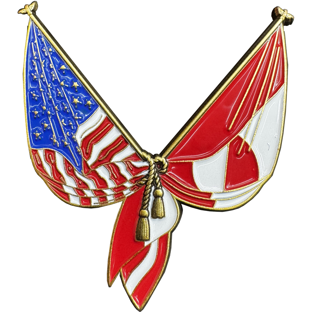 BL13-6 American US Flag and Greenland Flag Pin 2 inch with dual pin posts support