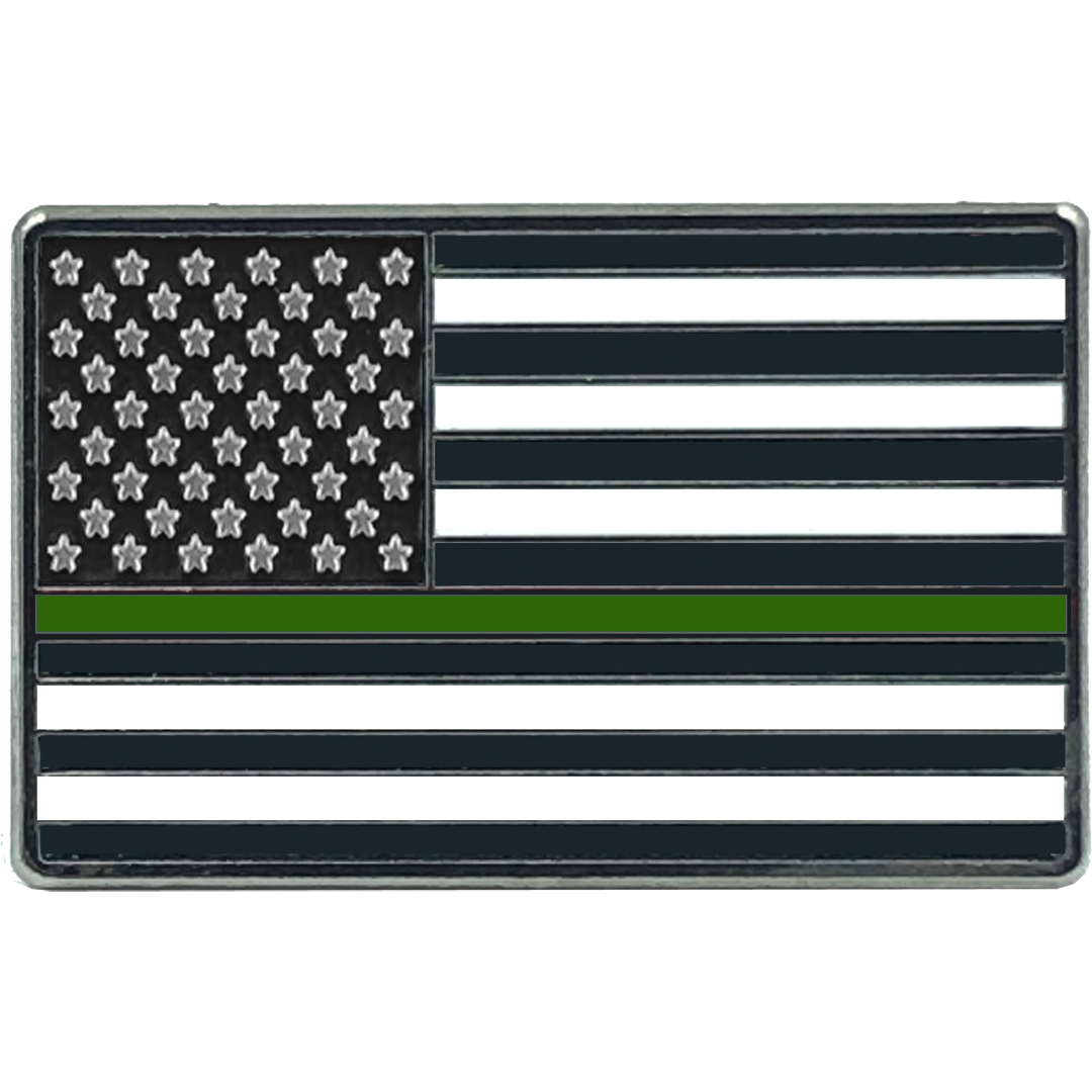 CL6-002 Thin Green Line Flag Pin: Border Patrol, CBP, Army, Sheriff, Security