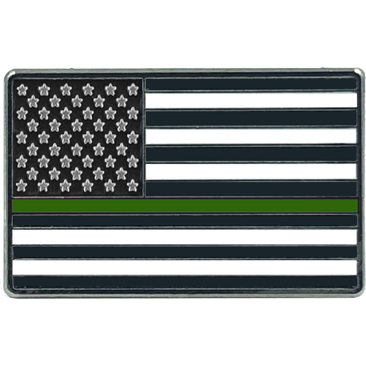 CL6-002 Thin Green Line Flag Pin: Border Patrol, CBP, Army, Sheriff, Security