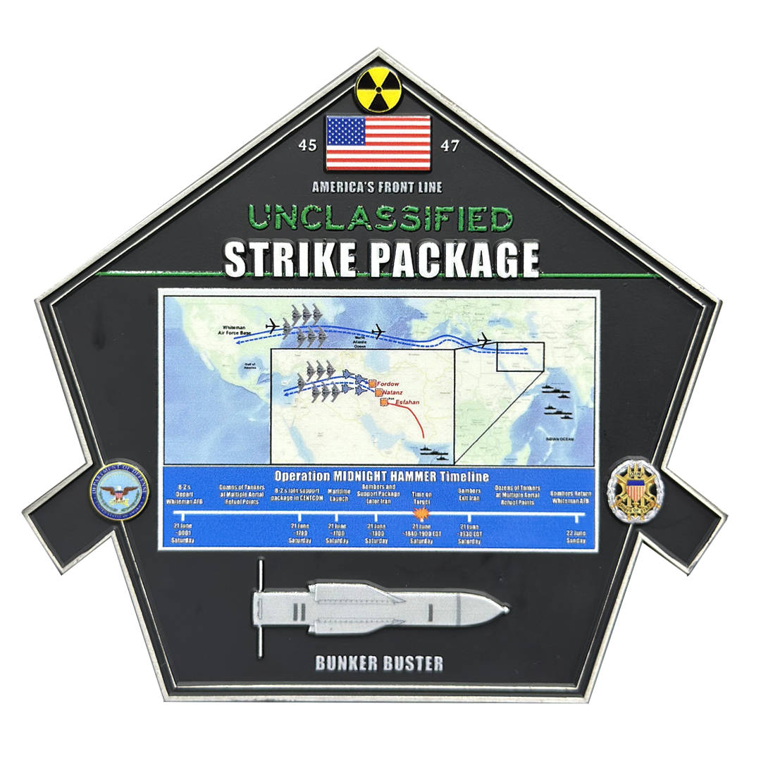 CL-ZZ Midnight Hammer Challenge Coin Honoring Pete Hegseth B-52 Bunker Buster Stealth Bomber B-2