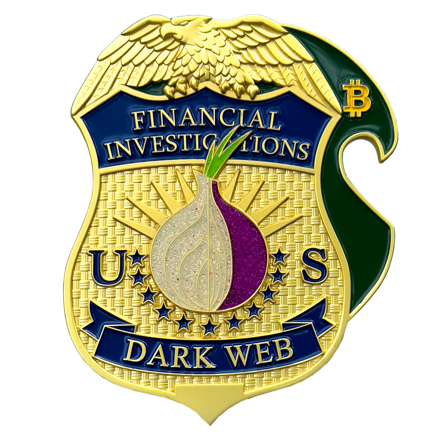 BL1-02 HSI FBI CIA DEA Financial Crimes Investigations Dark Web Challenge Coin Bottle Opener Tor Browser Crypto