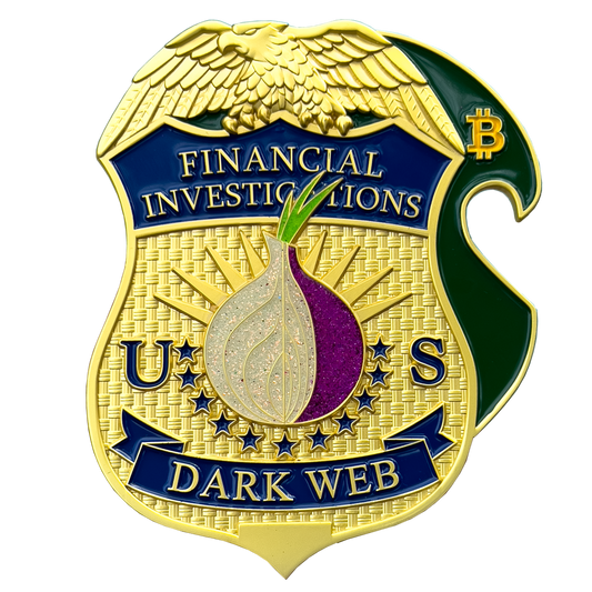 BL1-02 HSI FBI CIA DEA Financial Crimes Investigations Dark Web Challenge Coin Bottle Opener Tor Browser Crypto