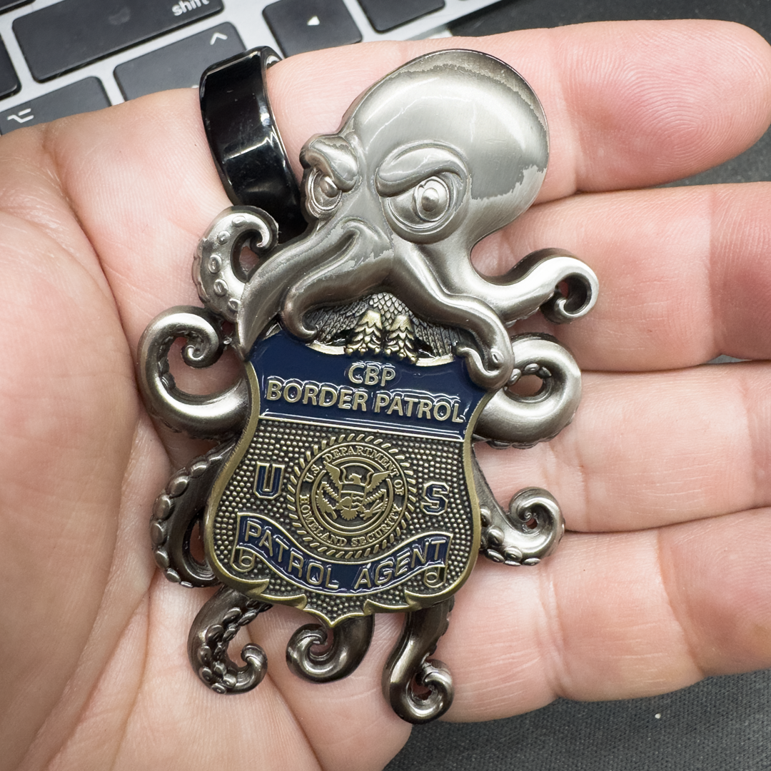 EL19-2 Border Patrol Challenge Coin BPA Agent Octopus Alligator Alcatraz