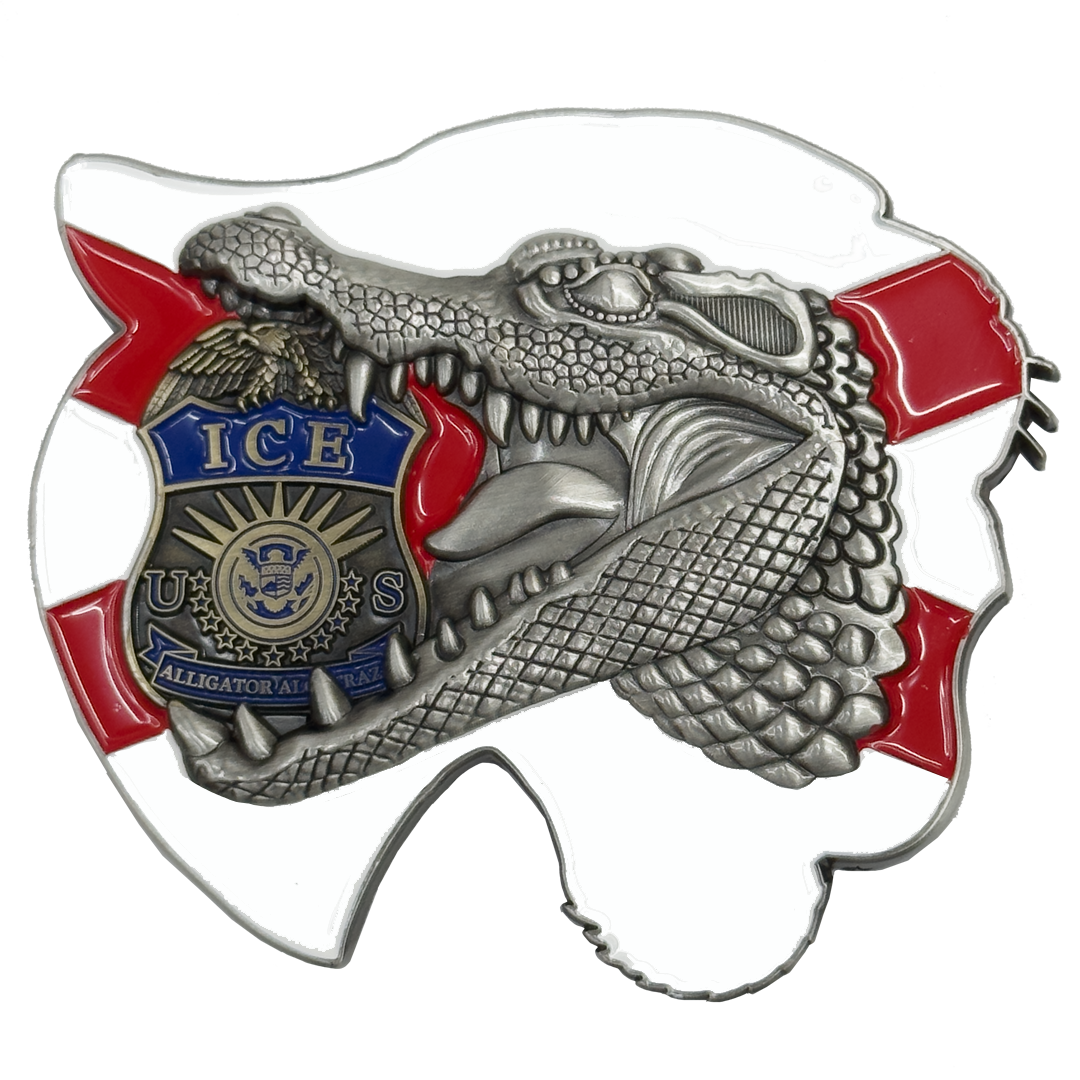 BL18-23 Panther ICE ERO DRO Agent Challenge Coin Florida Gator Alligator Alcatraz style