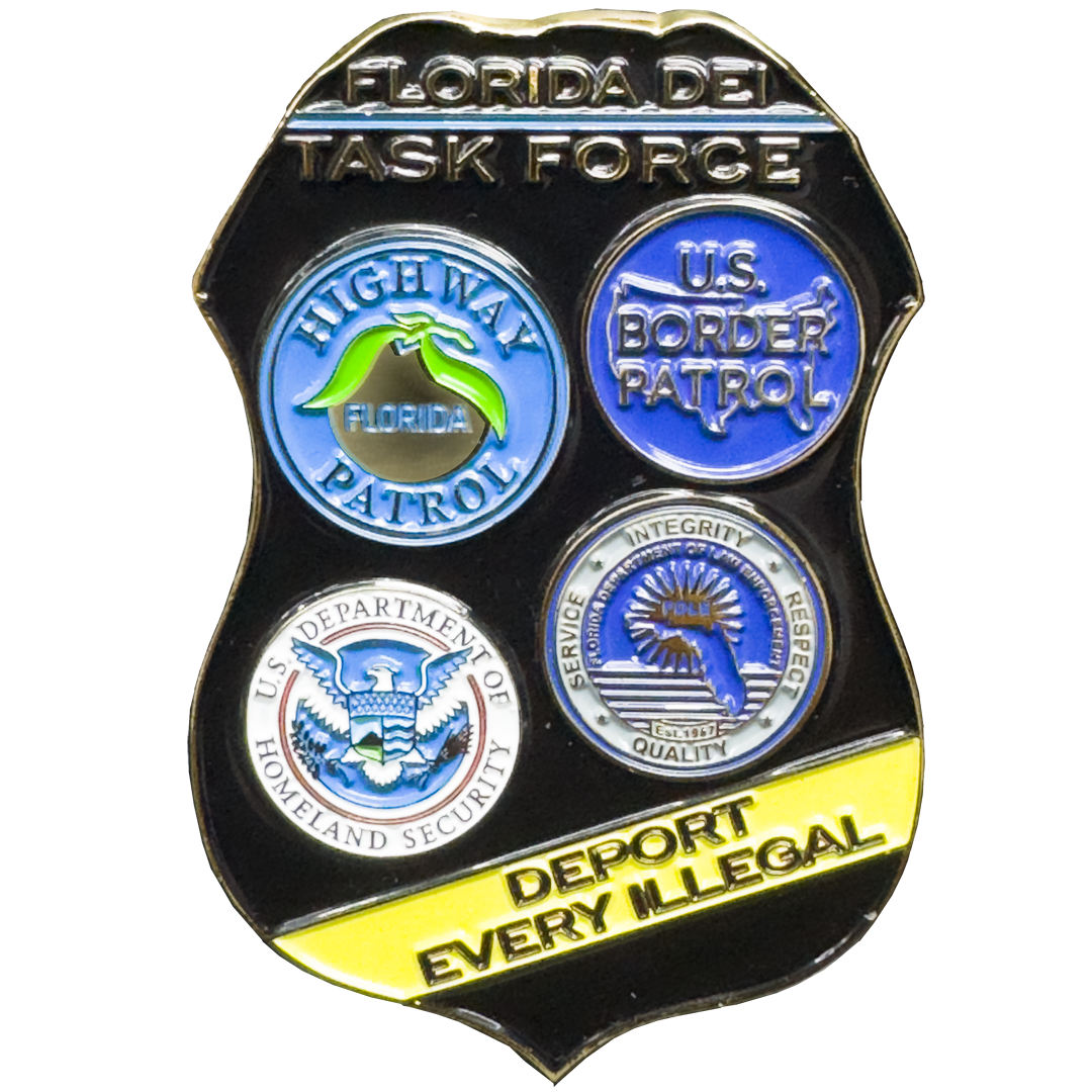 EL17-12 Florida Police FHP FDLE DEI Challenge Coin Border Patrol Agent ICE HSI CBP 45 47